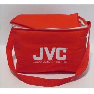 Vintage 80s JVC audio video cassettes Red Insulated tote Bag cooler soft sided